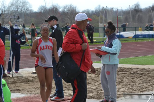 LaJarvia Brown and her coach Terry Mitchell. (Photo by Dan Brannan)