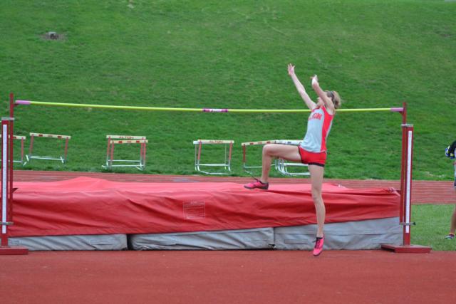 Alton's Katie Mans is tied for the top high jump in her division in state at 5-5. (Photo by Dan Brannan)