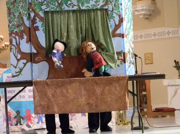 The ladies from Hayner Library putting on the puppet show