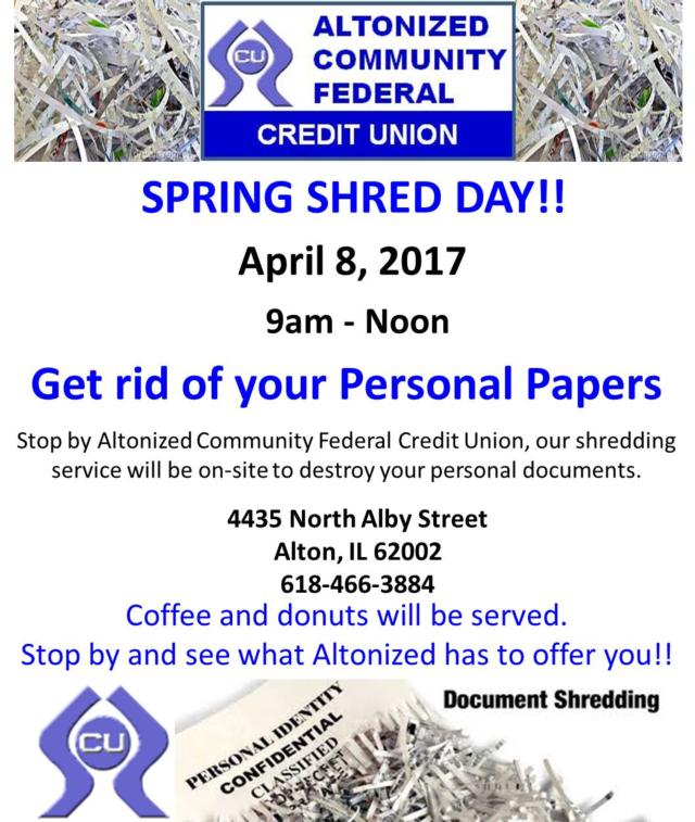 Altonized Community Federal Credit Union Shred Day @ Altonized ...