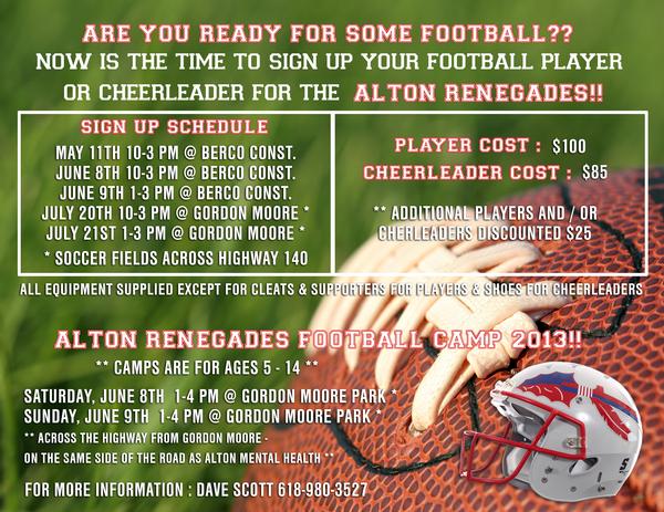 Alton Renegades Youth Football Registration | RiverBender.com Alton Renegades Youth Football Registration | RiverBender.com